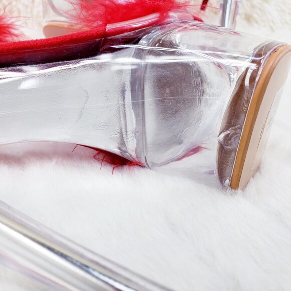 Marabou Feather Platform Shoes Sandals - Picture 13 of 15